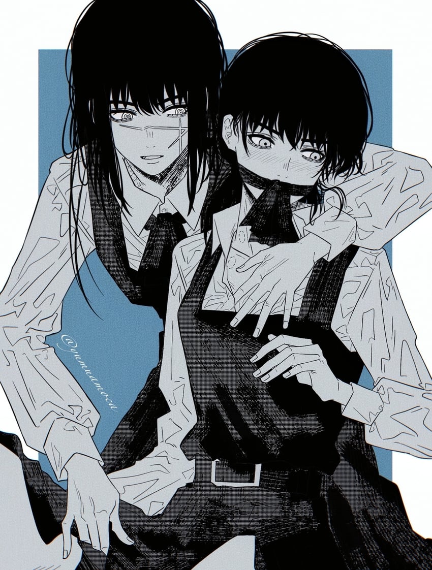 yoru and mitaka asa (chainsaw man) drawn by yumu_(8181018)