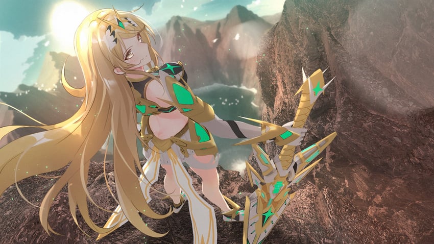 mythra (xenoblade chronicles and 1 more) drawn by sculp2