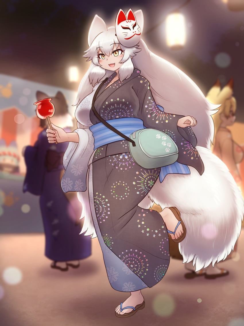 silver fox, arctic fox, and tanuki (kemono friends and 1 more) drawn by mo23