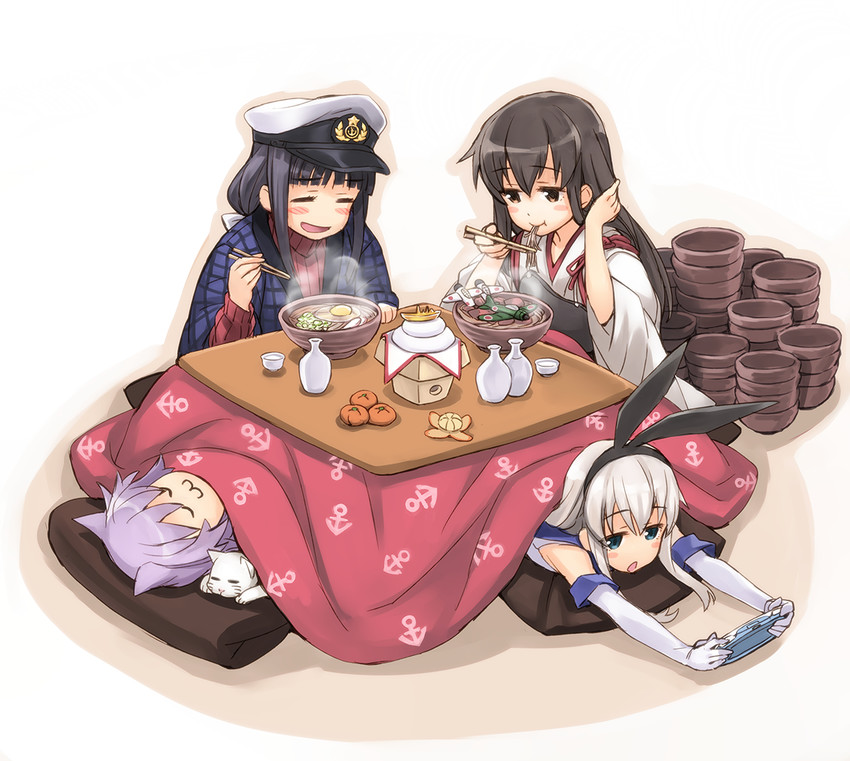 shimakaze, akagi, female admiral, and tama (kantai collection) drawn by matsuryuu