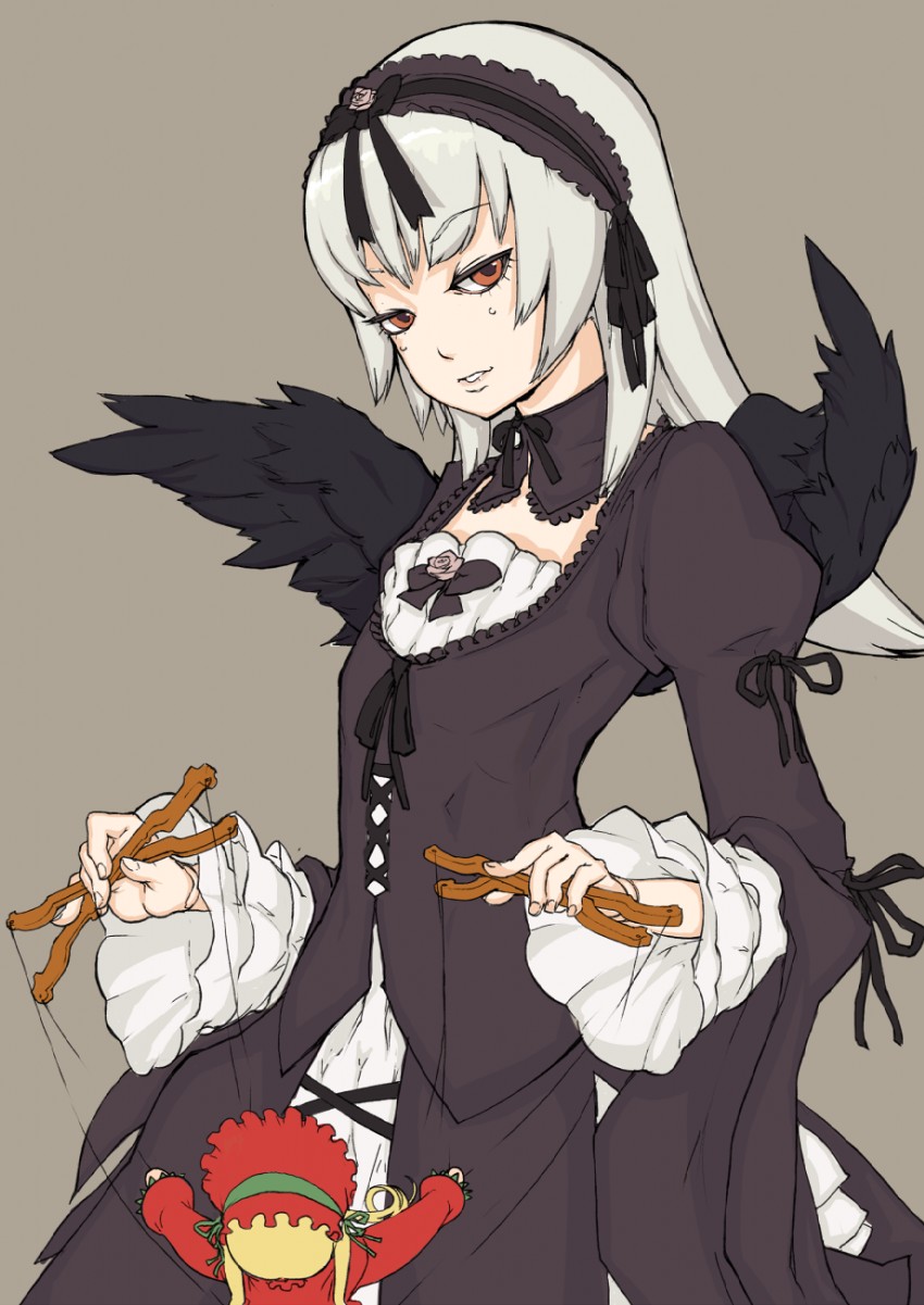 suigintou and shinku (rozen maiden) drawn by wr_(karakusa_senbei)