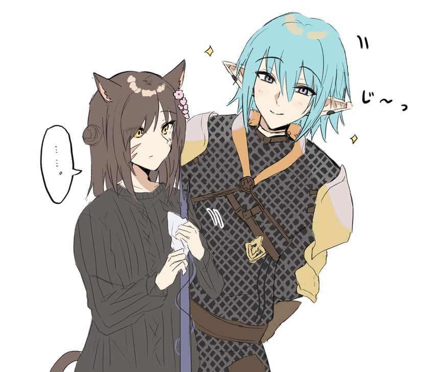 warrior of light and haurchefant greystone (final fantasy and 1 more) drawn by kinona