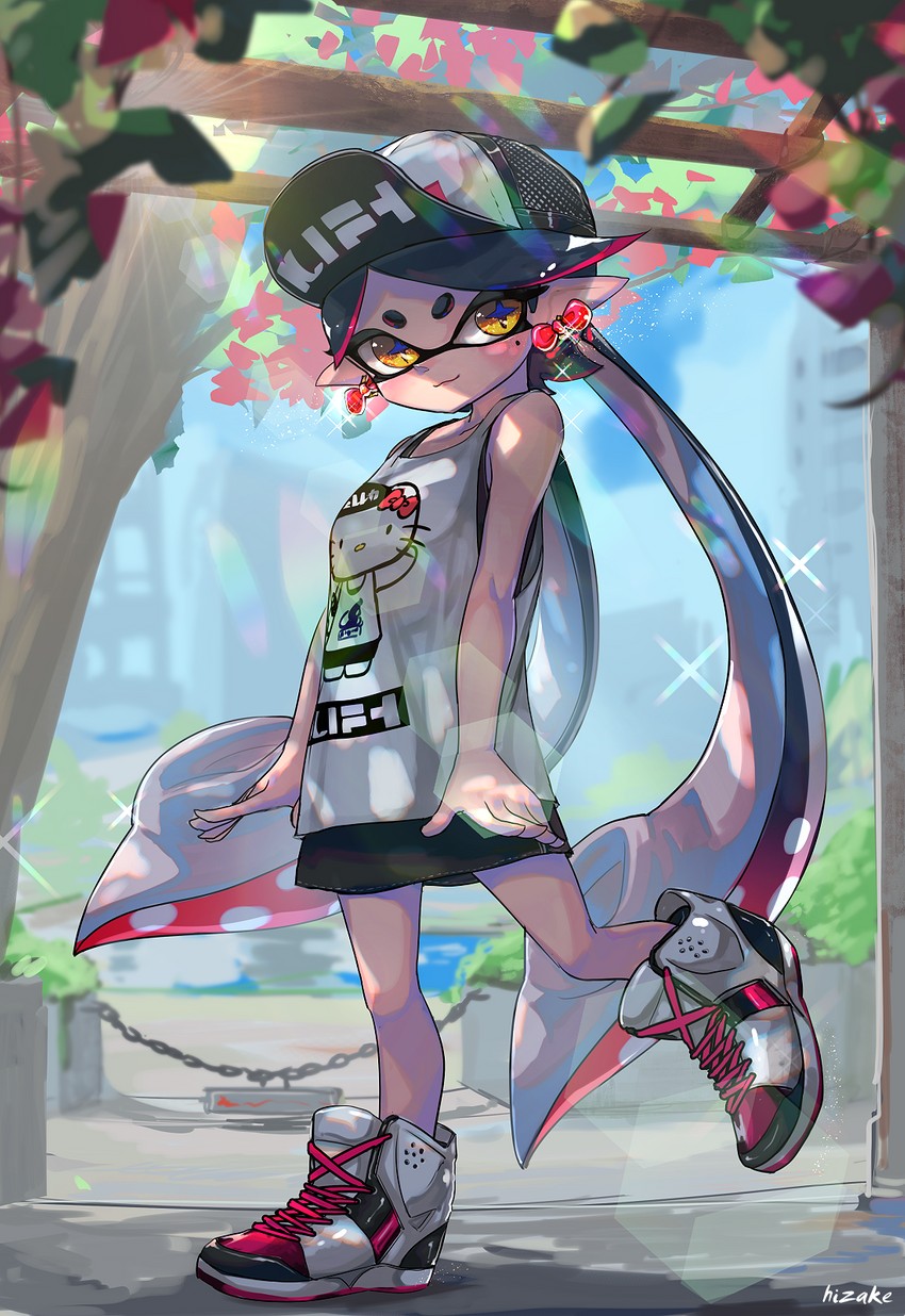 callie and hello kitty (splatoon and 3 more) drawn by kashu_(hizake)