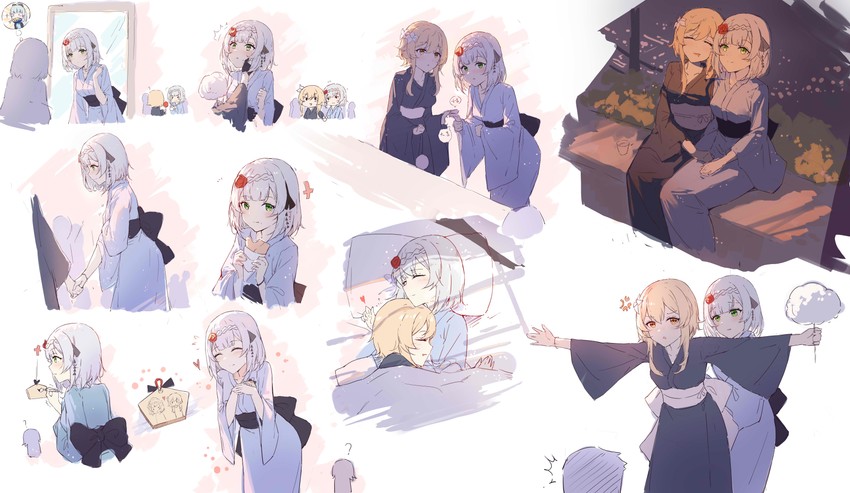 lumine, kamisato ayaka, and noelle (genshin impact) drawn by yajuu