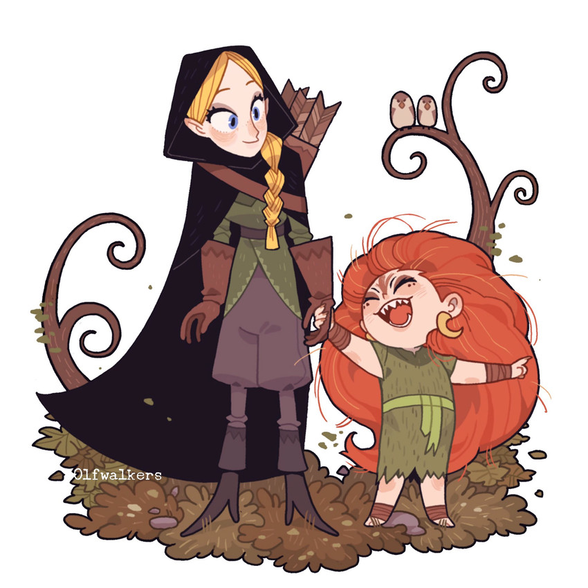 robyn goodfellowe and mebh og mactire (wolfwalkers) drawn by juanmao