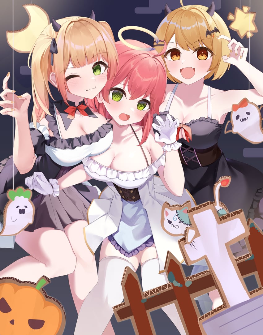 sakura miko, momosuzu nene, 35p, yozora mel, nekko, and 1 more (hololive) drawn by cet_(hajisirazunoko)