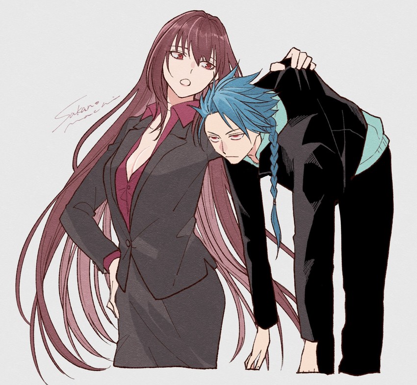 scathach, cu chulainn, and setanta (fate and 2 more) drawn by sakanomachico