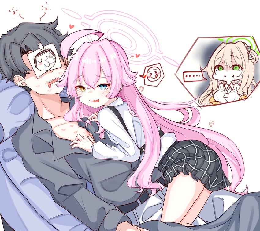 sensei, doodle sensei, hoshino, and nonomi (blue archive) drawn by peroronti
