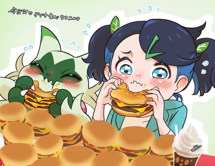 liko and floragato (pokemon and 1 more) drawn by h_renah