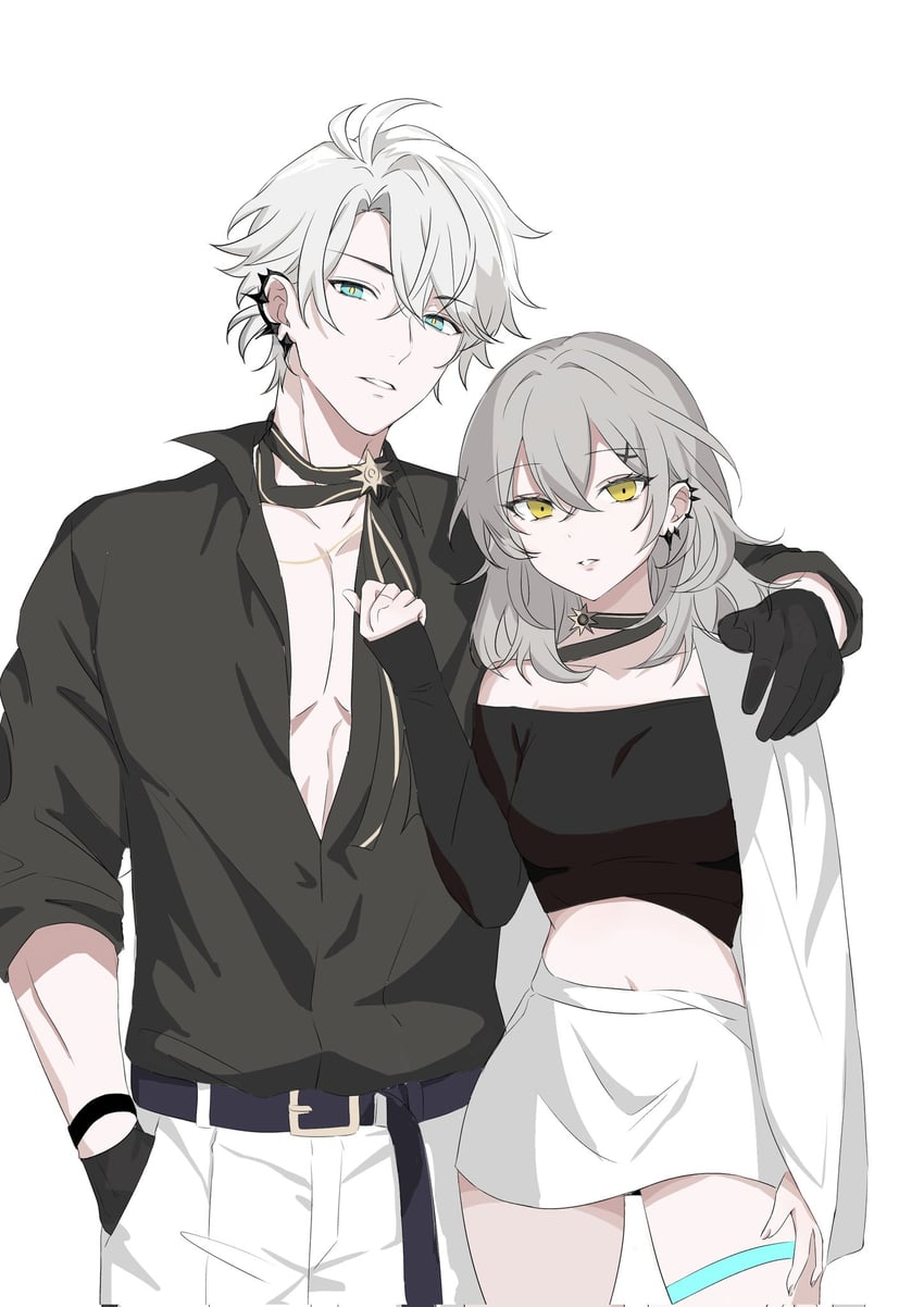 trailblazer, stelle, and phainon (honkai and 1 more) drawn by gomjwi333494