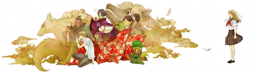 natsume takashi, nyanko-sensei, madara, kogitsune, natsume reiko, and 1 more (natsume yuujinchou) drawn by shizimi0218