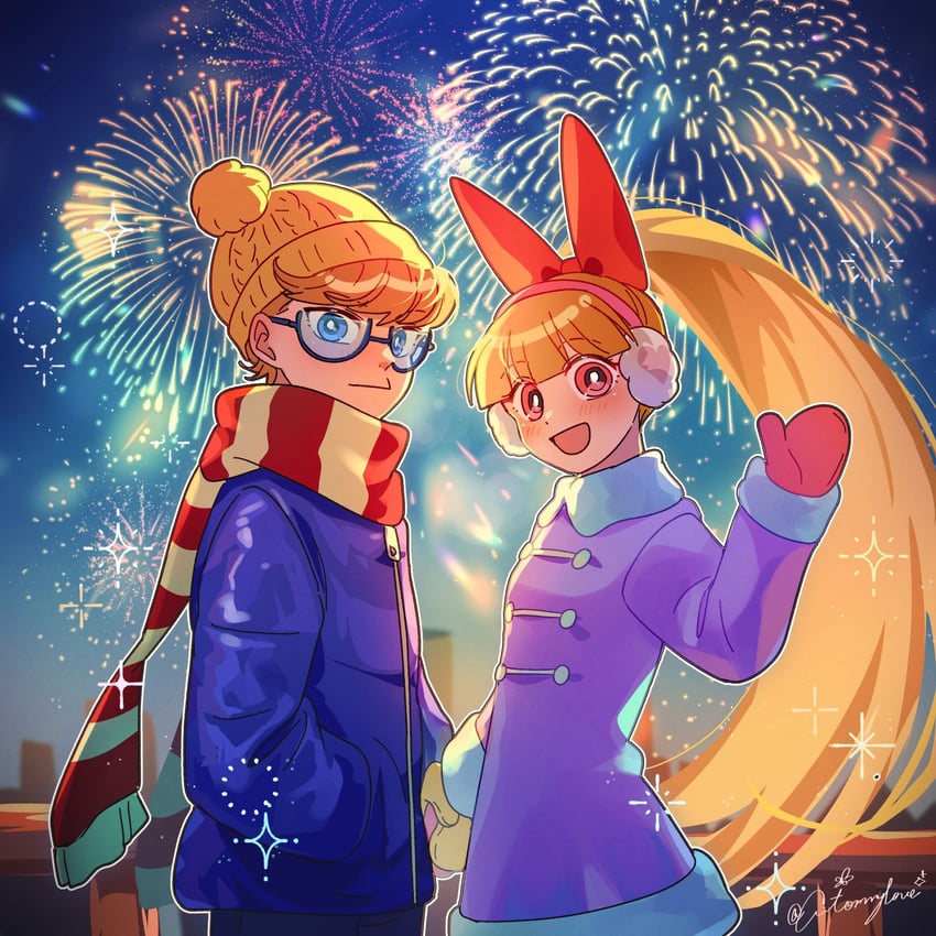blossom and dexter (powerpuff girls and 3 more) drawn by aitommylove