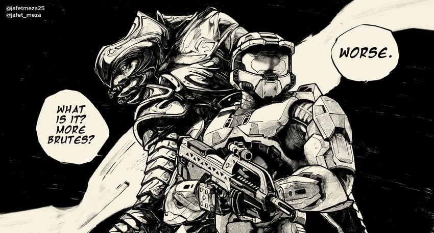 master chief, arbiter, and thel'vadam (halo and 1 more) drawn by jafet_meza