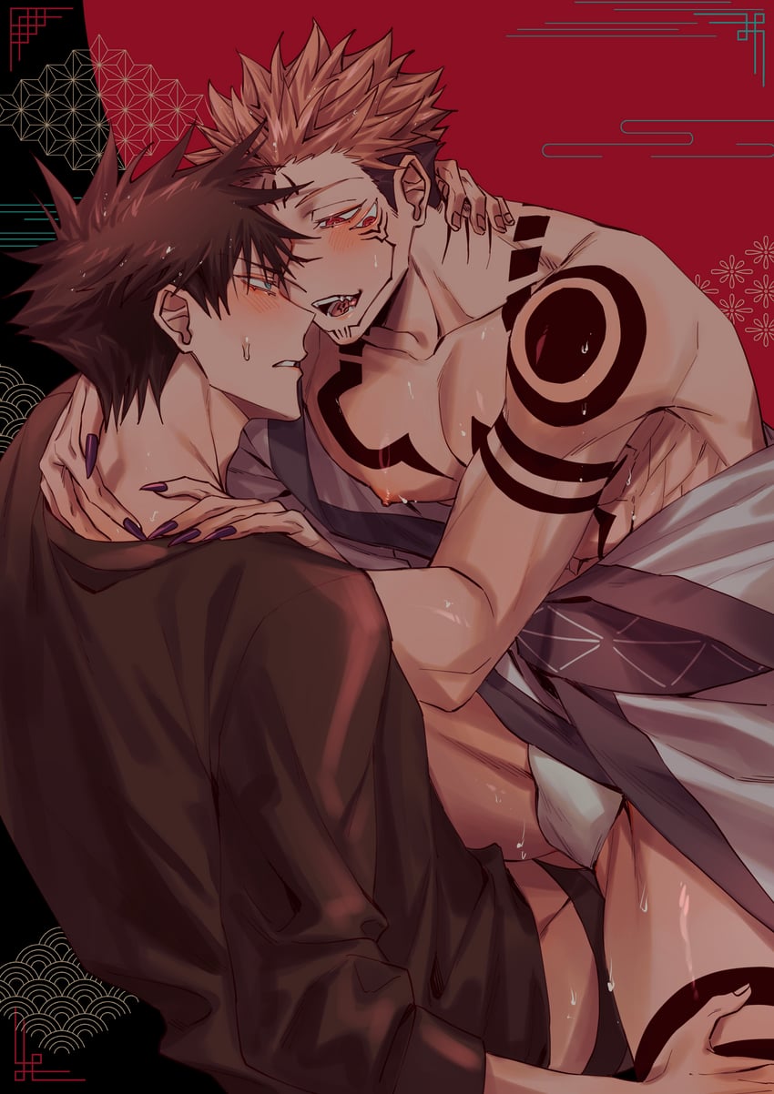 fushiguro megumi and ryoumen sukuna (jujutsu kaisen) drawn by azukiharuta_ju