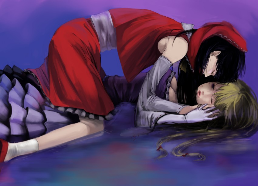 hakurei reimu and yakumo yukari (touhou) drawn by meiji_(charisma_serve)