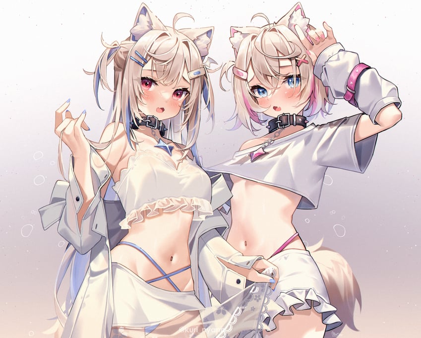 fuwawa abyssgard and mococo abyssgard (hololive and 1 more) drawn by kuri_(animejpholic)