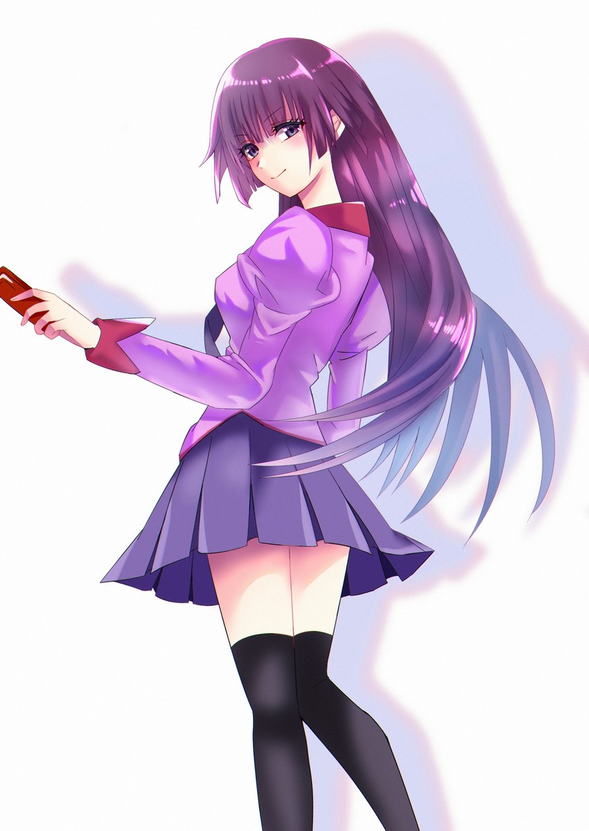 senjougahara hitagi (monogatari and 1 more) drawn by apple_tea_(mellonnicola)