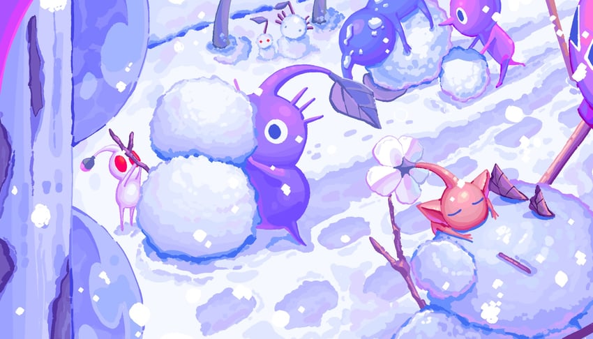 red pikmin, olimar, yellow pikmin, blue pikmin, purple pikmin, and 1 more (pikmin and 1 more) drawn by yu_pikmin