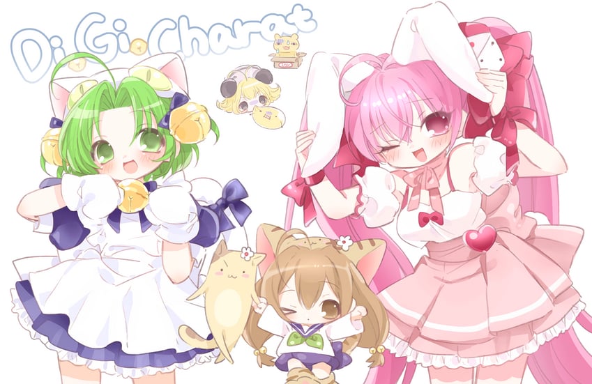 usada hikaru, dejiko, puchiko, gema, piyoko, and 2 more (di gi charat) drawn by mipi_(u3u_00)