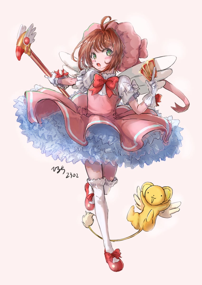 kinomoto sakura and kero (cardcaptor sakura) drawn by kanakana
