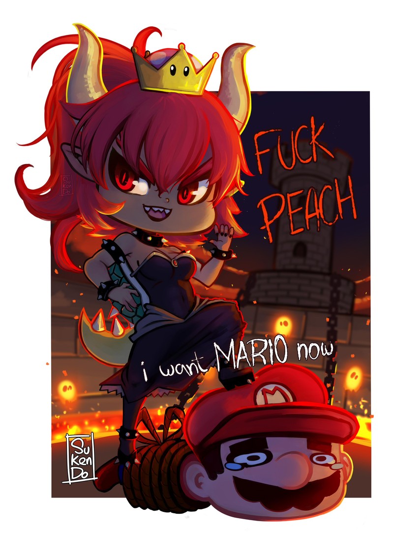 mario, bowsette, and lava bubble (mario and 1 more) drawn by fennecpotato