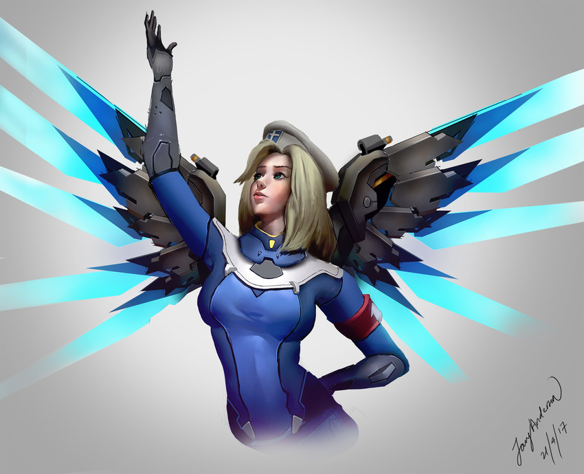 mercy and combat medic ziegler (overwatch and 1 more) drawn by jowy
