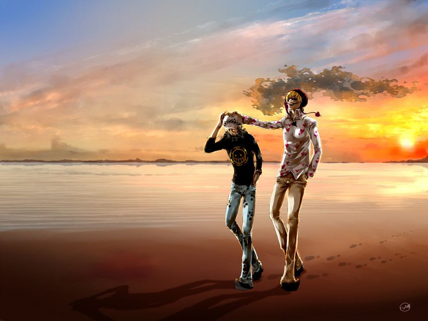 trafalgar law and donquixote rocinante (one piece) drawn by nyamu_(miruco)