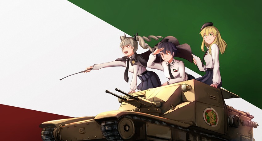 anchovy, pepperoni, and carpaccio (girls und panzer) drawn by therj
