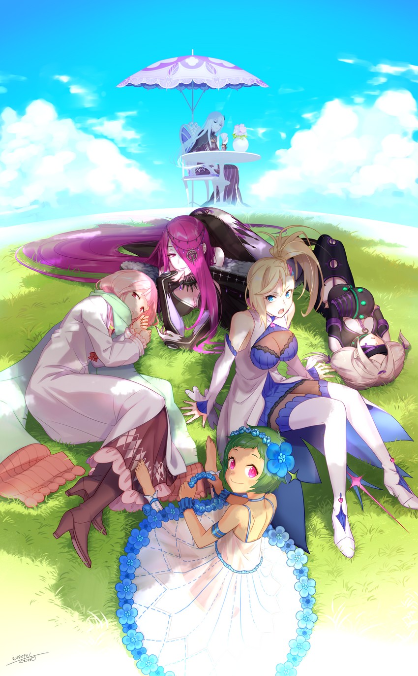 echidna, minerva, carmilla, typhon, daphne, and 1 more (re:zero kara hajimeru isekai seikatsu) drawn by kumuo_(mirakurufusao)