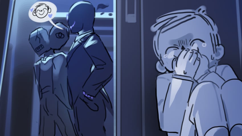 sensei, doodle sensei, black suit, and maestro (blue archive) drawn by nemo_(leafnight)