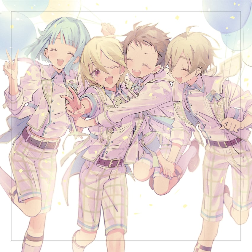 shino hajime, nito nazuna, mashiro tomoya, and tenma mitsuru (ensemble stars!) drawn by rice_(rice8p)