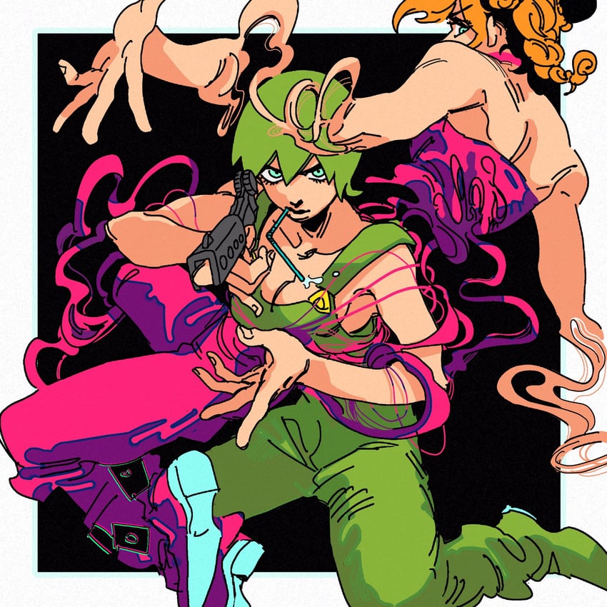 kujo jolyne and foo fighters (jojo no kimyou na bouken and 1 more) drawn by inkmorechatta