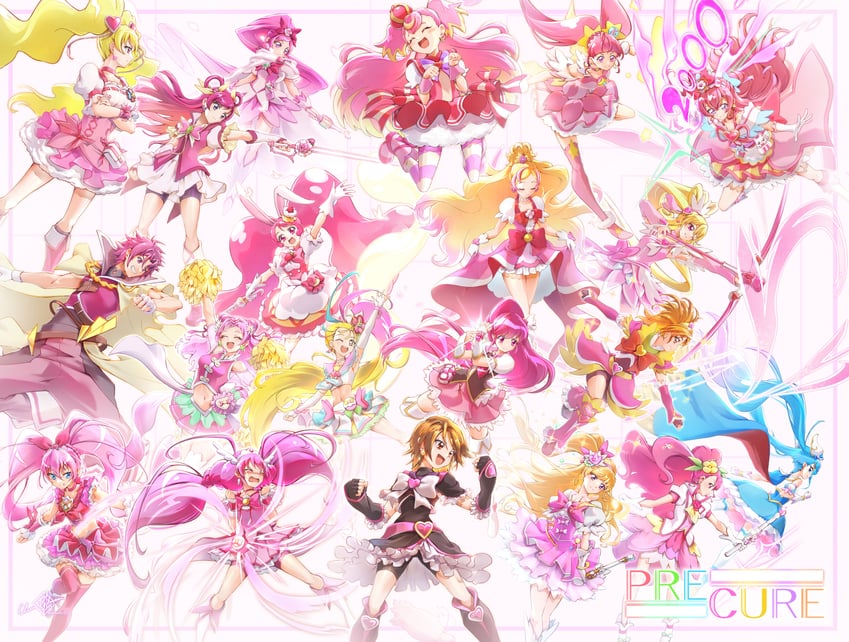 sora harewataru, houjou hibiki, aida mana, hoshizora miyuki, misumi nagisa, and 35 more (precure and 23 more) drawn by clear_glass_(mildmild1311)
