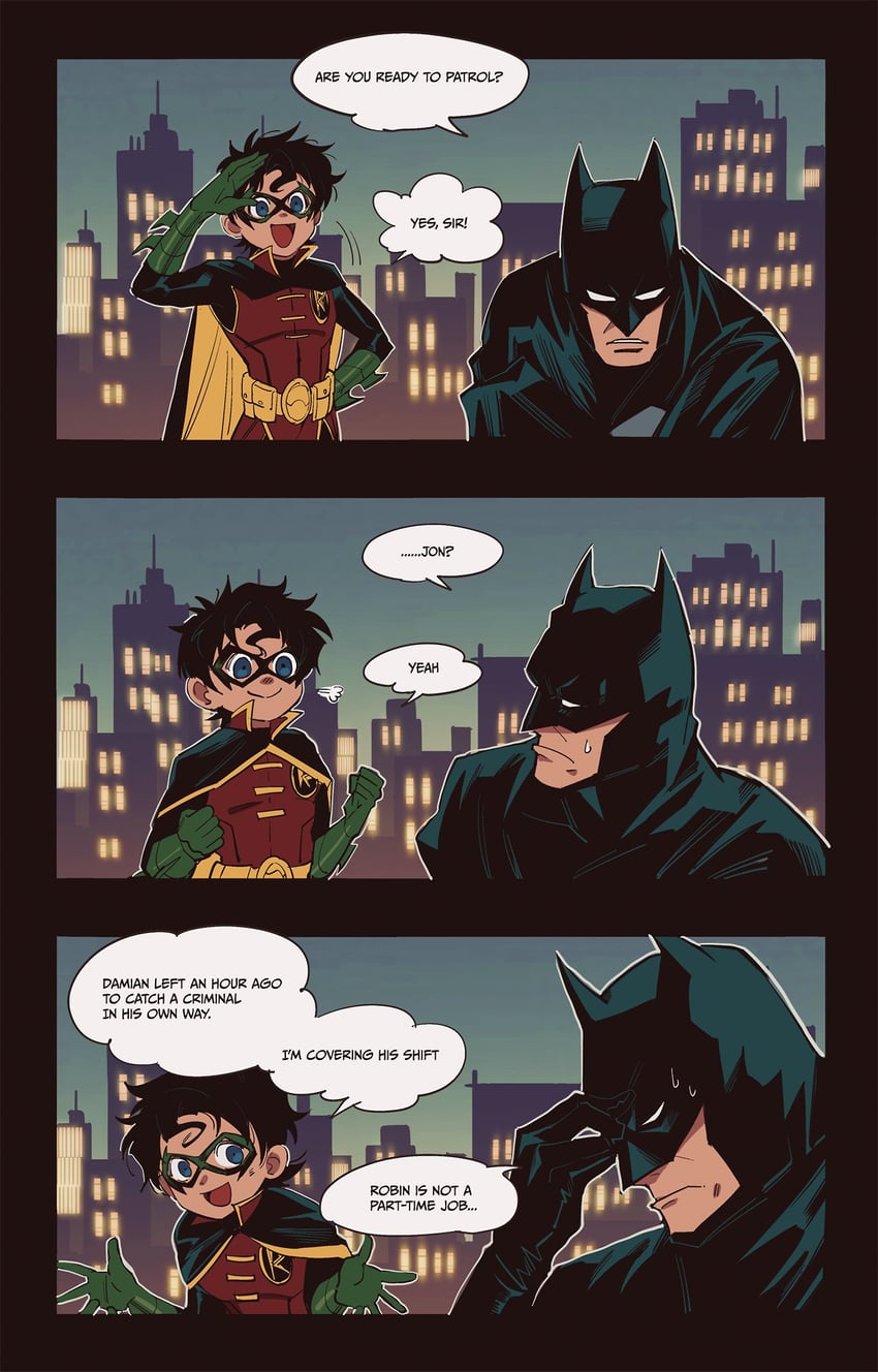 batman, robin, bruce wayne, and jonathan kent (dc comics and 2 more) drawn by hokkemaruyaki