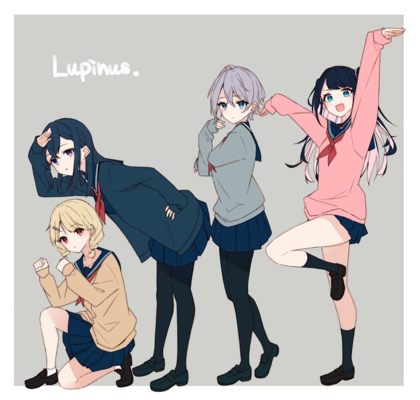 ichinose uruha, kaga sumire, kaga nazuna, and kogara toto (vspo! and 1 more) drawn by hikari_yui