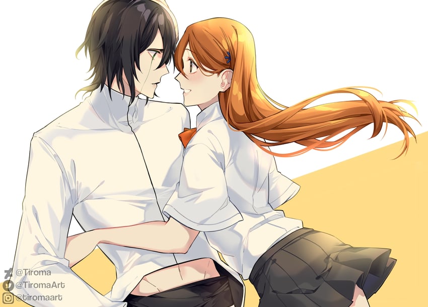 inoue orihime and ulquiorra cifer (bleach) drawn by tiroma