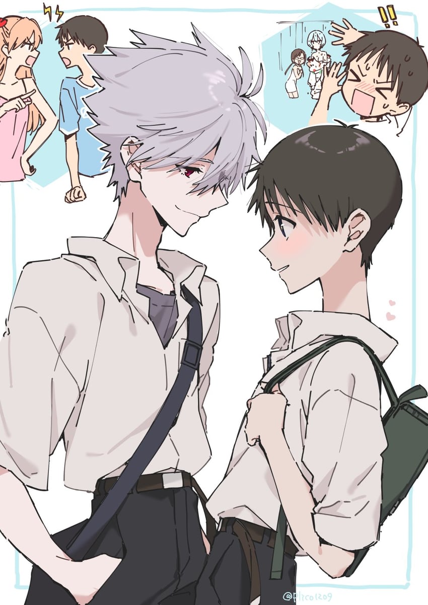 souryuu asuka langley, ayanami rei, ikari shinji, nagisa kaworu, and makinami mari illustrious (neon genesis evangelion and 1 more) drawn by plico_(nicoma)