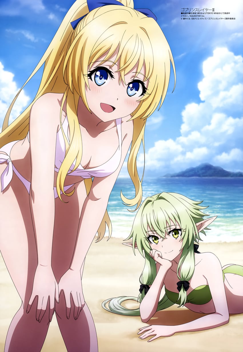 priestess and high elf archer (megami magazine and 1 more) drawn by aquastar_inc.