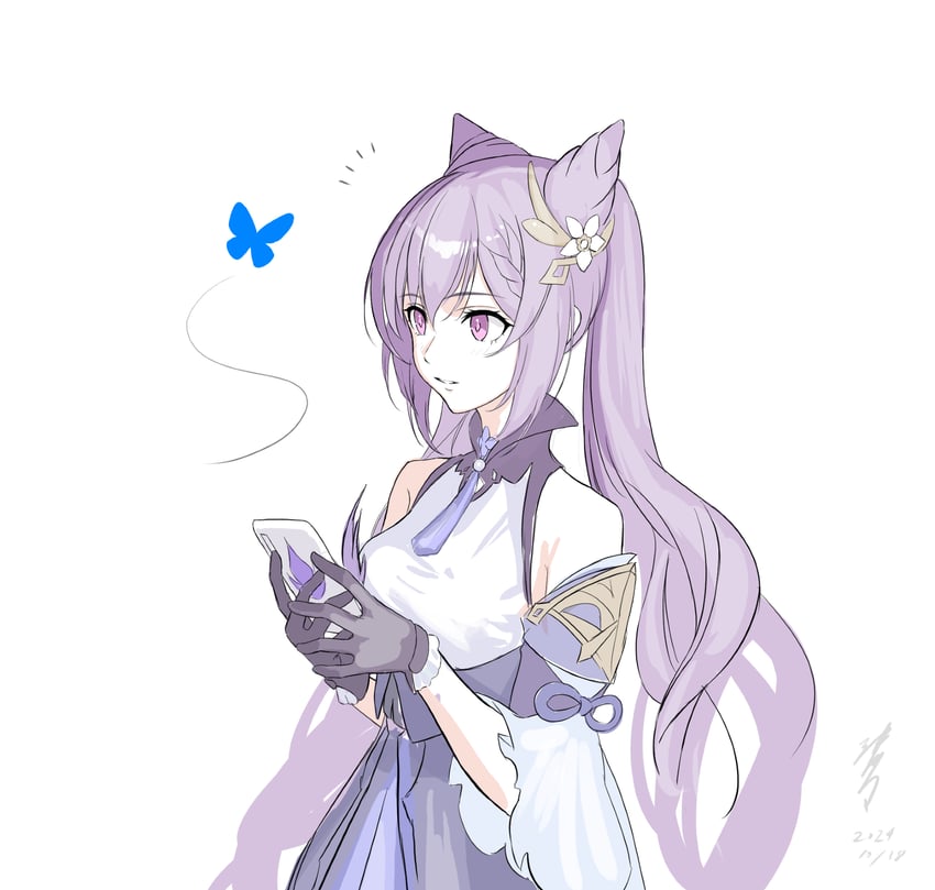 keqing (genshin impact and 1 more) drawn by kokuusinsin