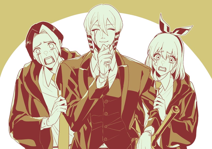 finn ames, lemon irvine, and kaldo gehenna (mashle) drawn by matsurika_0707