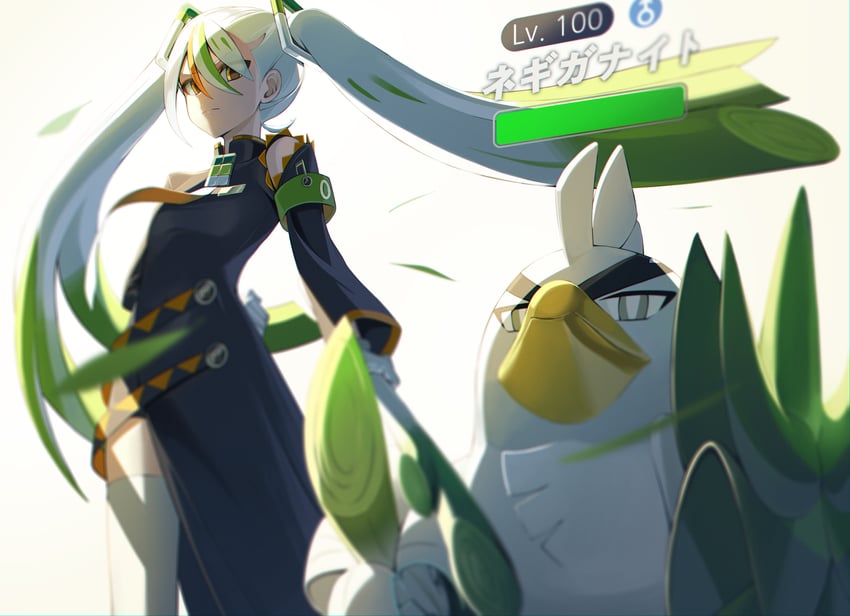 hatsune miku, sirfetch'd, and fighting miku (pokemon and 2 more) drawn by sora_(men0105)