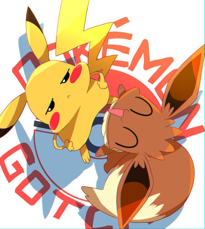 pikachu and eevee (pokemon and 1 more) drawn by makoto_ikemu