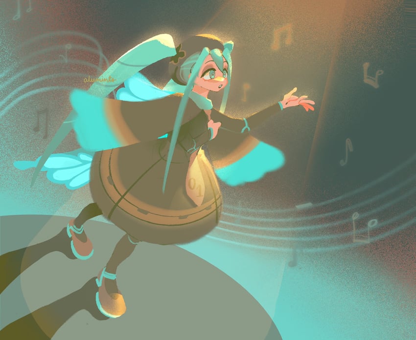 hatsune miku and bug miku (pokemon and 2 more) drawn by alu_(alumints)
