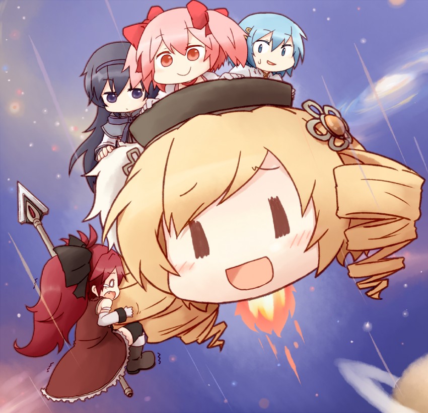 akemi homura, kaname madoka, miki sayaka, sakura kyoko, and tomoe mami (mahou shoujo madoka magica) drawn by tamute_(2580rs)