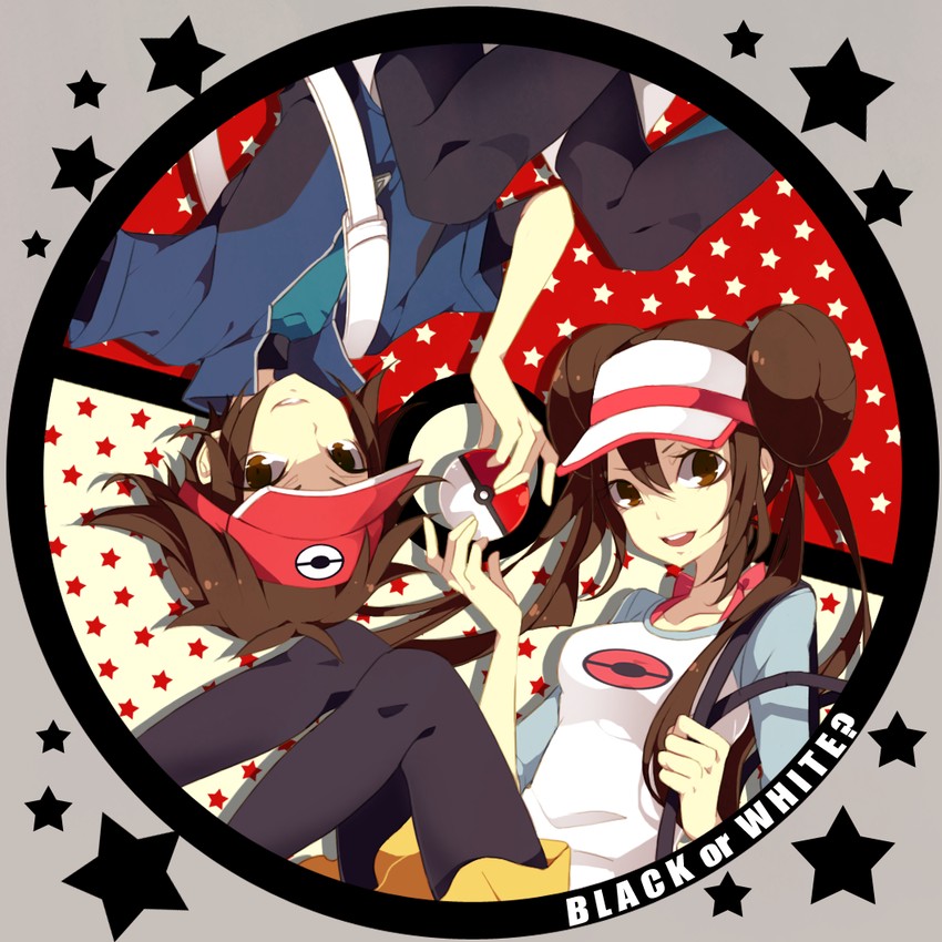 rosa and nate (pokemon and 1 more) drawn by yugake_(mrnmrm)