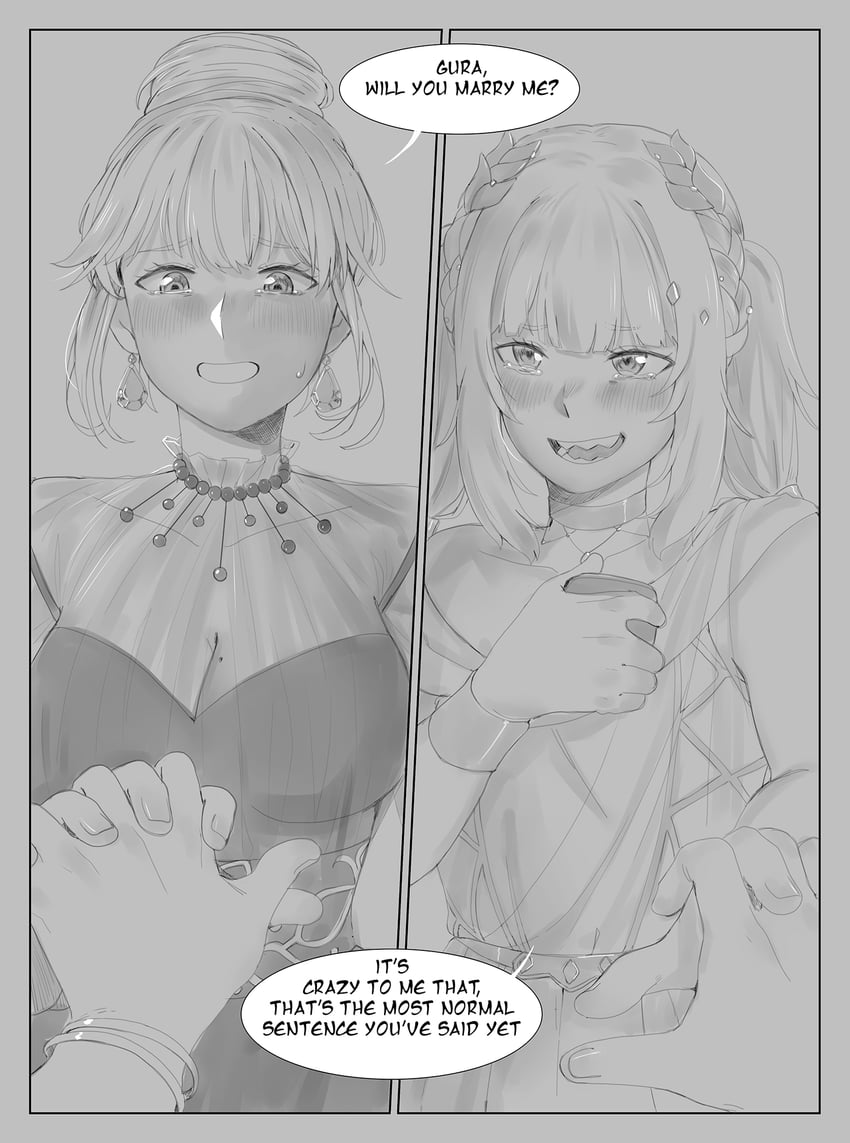 gawr gura and watson amelia (hololive and 1 more) drawn by gygerbeen_rtl06