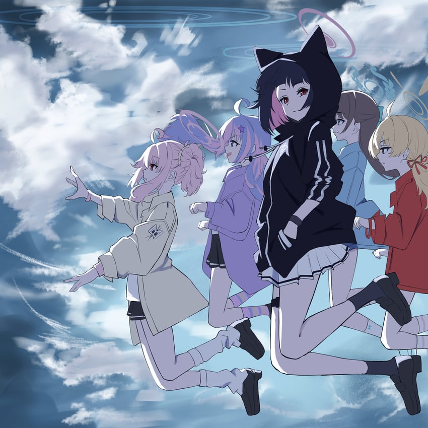 reisa, kazusa, natsu, airi, and yoshimi (blue archive and 1 more) drawn by haruno_chika_(haruno381)
