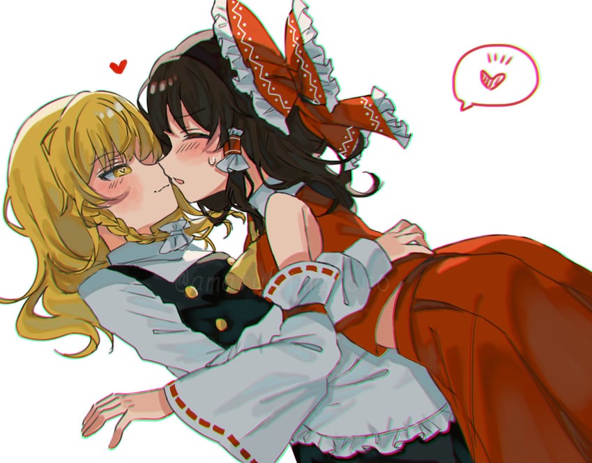 hakurei reimu and kirisame marisa (touhou) drawn by amatukimahoro