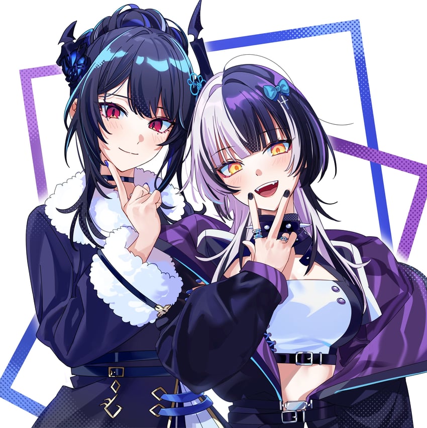 shiori novella and nerissa ravencroft (hololive and 1 more) drawn by yomosaka