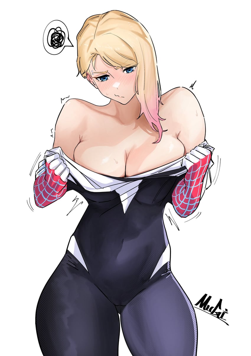 spider-gwen and gwen stacy (marvel and 3 more) drawn by mugi_(mugit49)